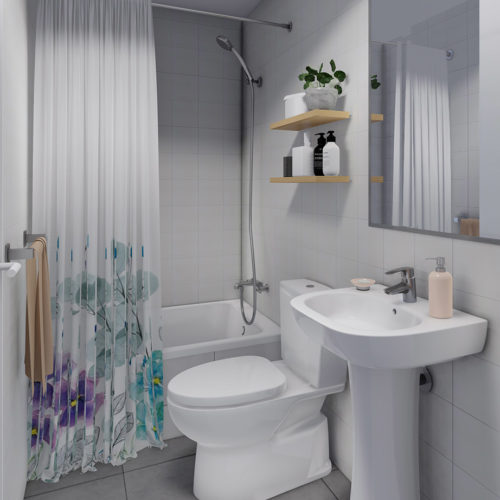 Baño Proyecto habitacional de subsidio Serviu, Condominio Javiera Carrera, Temuco
