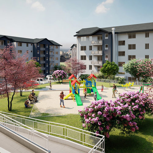 Area de juegos Proyecto habitacional de subsidio Serviu, Condominio Javiera Carrera, Temuco